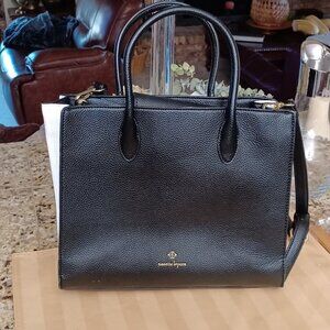 New Nanette Lepore Black Faux Leather Handbag with Snakeskin Accent